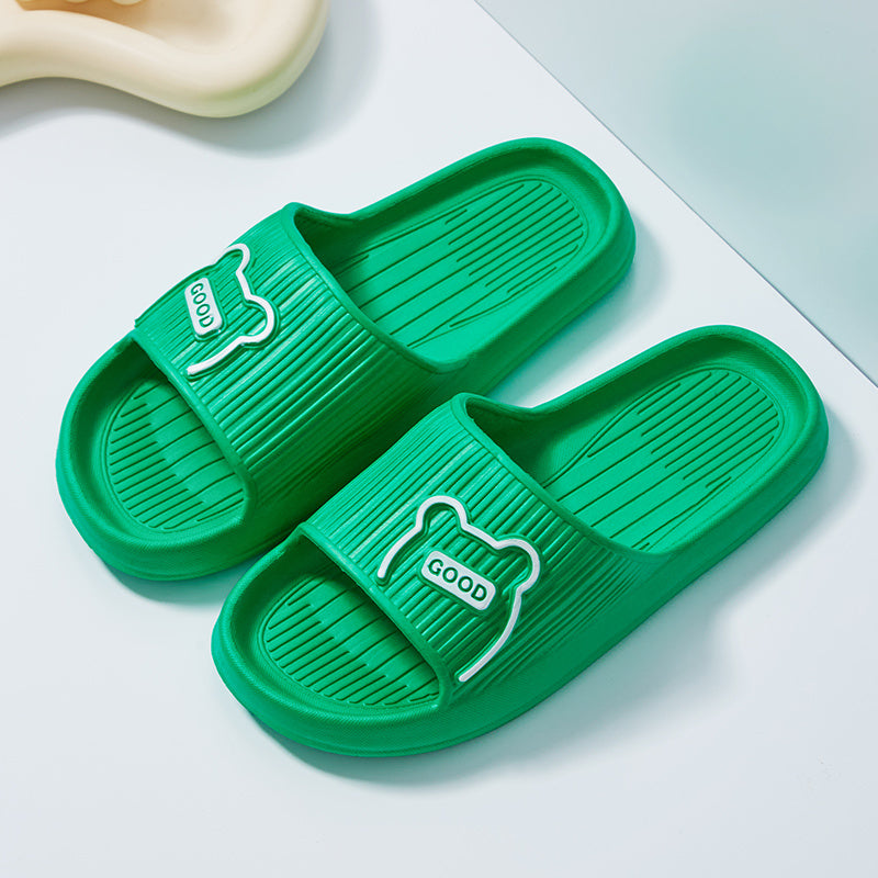 Women's Solid Color Slippers, Open Toe Non-slip Flat Indoor Bathroom Shoes, House Slides Shoes