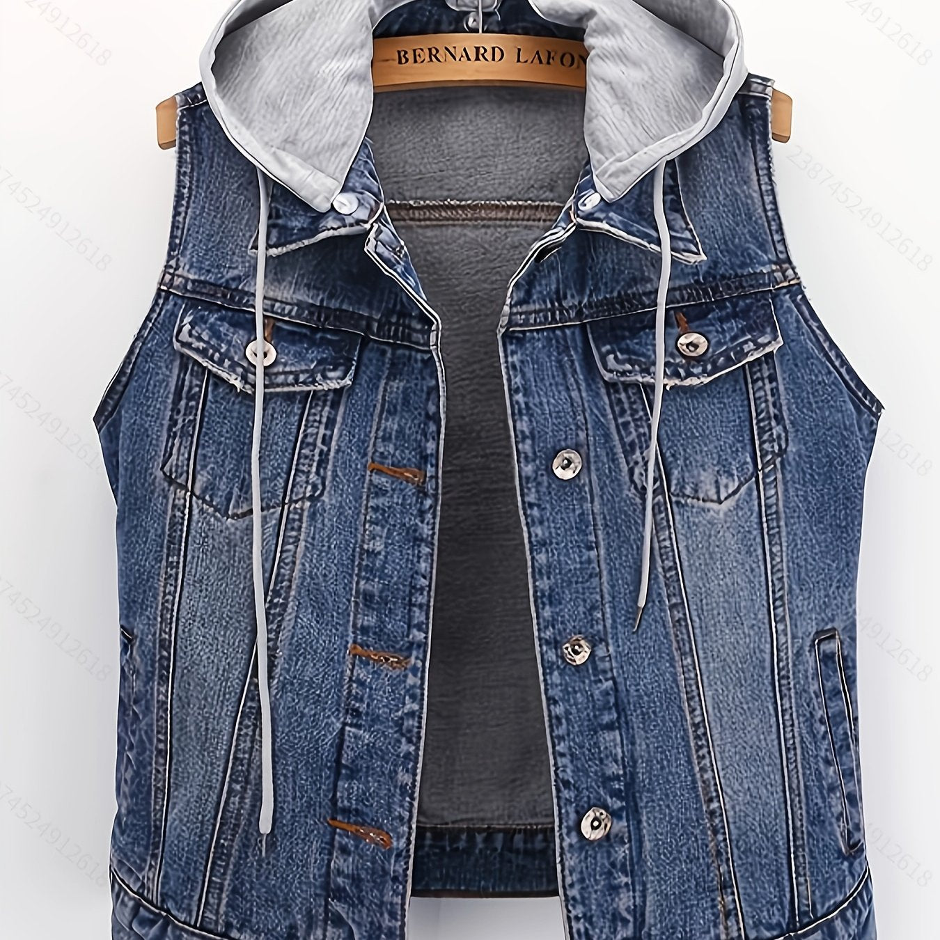 Spring-Summer Loose Korean Style Trendy Casual Sleeveless Short Jacket with Detachable Hoodie, Versatile Single-Breasted Cardigan