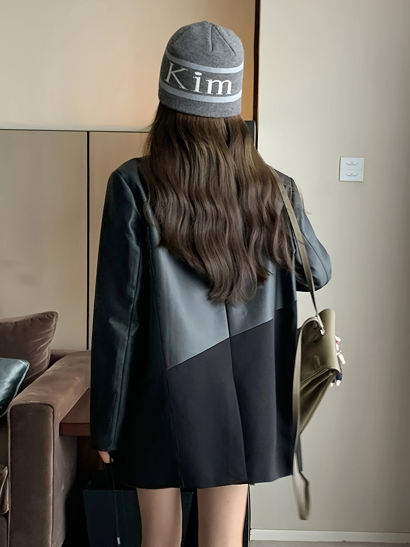 Women'S Stylish Black and White Checkered Blazer - Elegant Non-Stretch Polyester Fabric, Long Sleeve, Single Button Closure, Perfect for Casual & Formal Occasions, Casual Attire|Checkered Blazer|Polyester Blazer