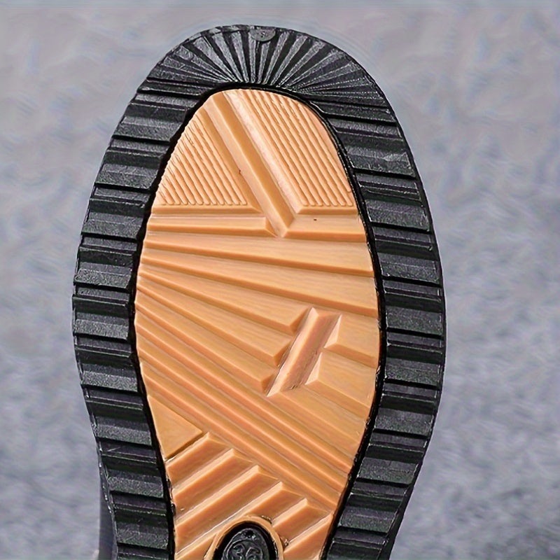 Women'S Plus Size Winter Boots - Black Faux, Warm Lined, Non-Slip Rubber Sole, Flat Heel, Zipper Closure, Comfortable Short Boots for Cold Weather, Winter Footwear|Round Toe Boots|Faux Boots