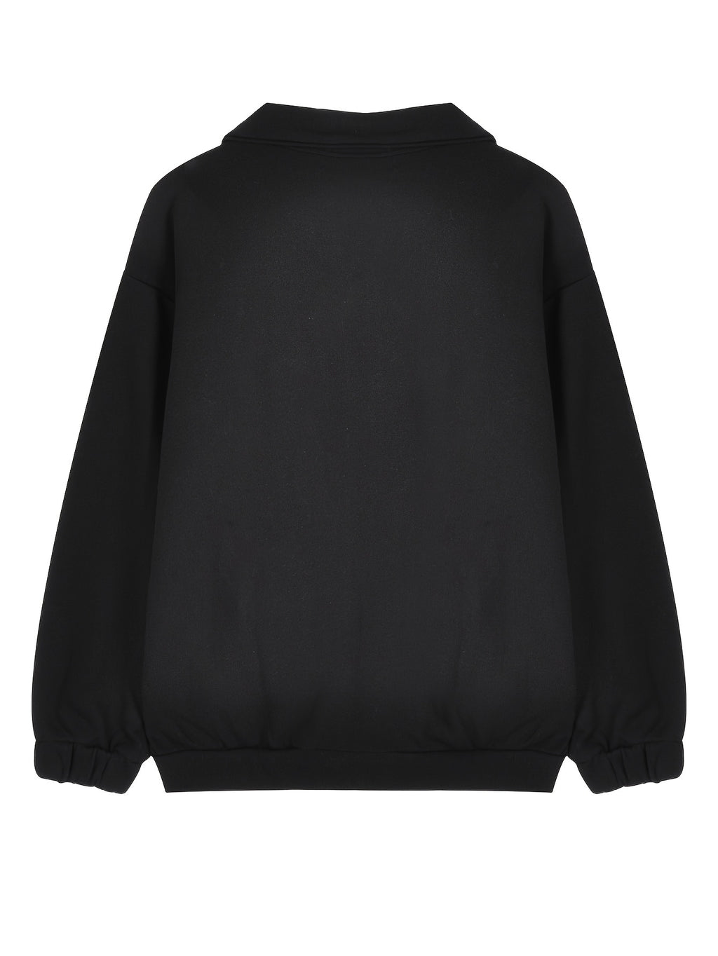 Solid Color Loose Casual Embroidered Stand Collar Jacket with Zipper for Women