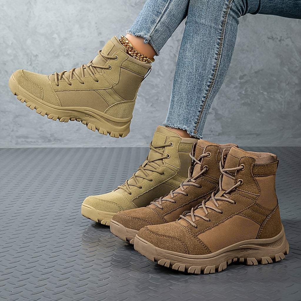 Women's High-Top Desert Boots Tactical Shoes Outdoor Hiking Climbing Shoes with Durable Non-Slip Outsole Lace-Up Design