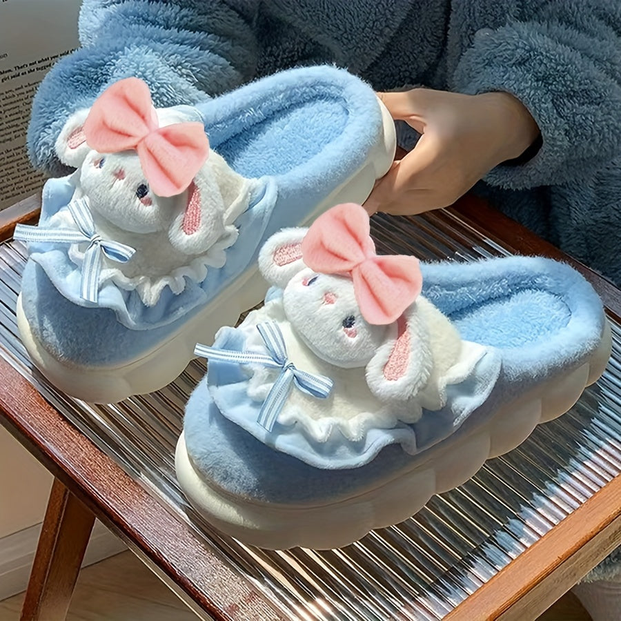 Winter Women's Indoor Slippers with Bowknot in Unfixed Shape