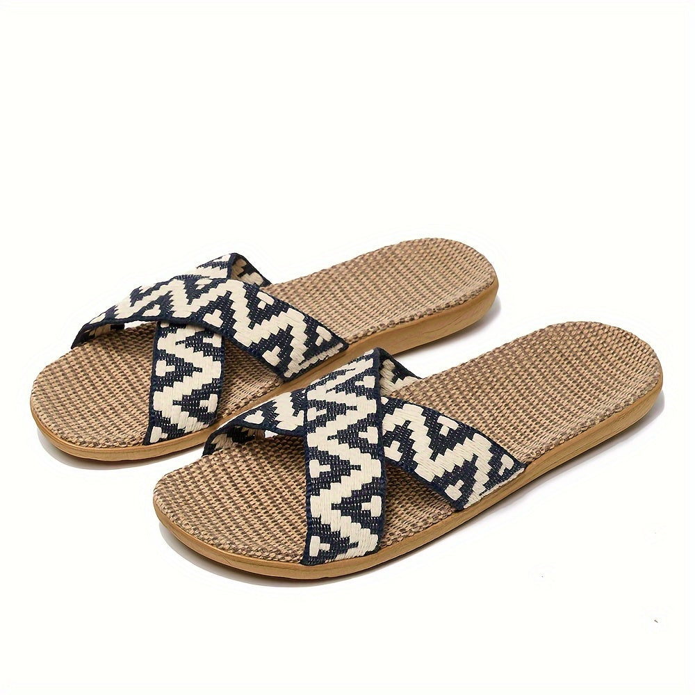 Simple Open Toe Slides, Casual Slip On Summer Flat Shoes, Comfortable Indoor Home Slides