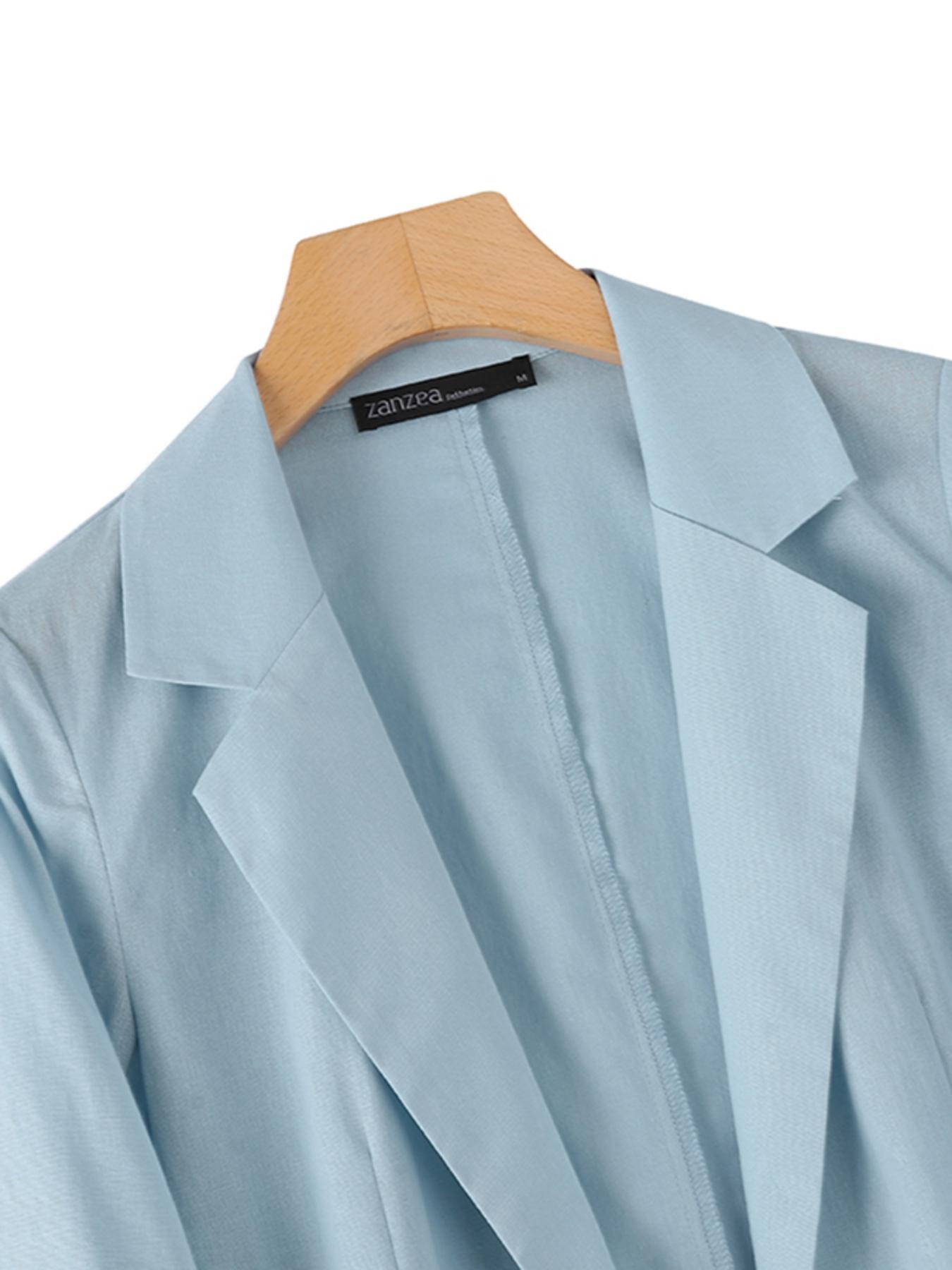 Women's Lightweight Casual Blazer - Single-Breasted Lapel Collar Long Sleeve Coat, Loose H-Silhouette, Solid Color, Machine Washable for Spring\u002FFall Commuting & Casual Attire, Subtle Texture Pattern