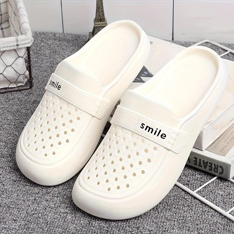 Baotou Slippers Women's Black Flat Bottom EVA Anti-slip Outdoor Wear Summer Half Slippers Hole Beach Shoes Thick Bottom Breathable Versatile