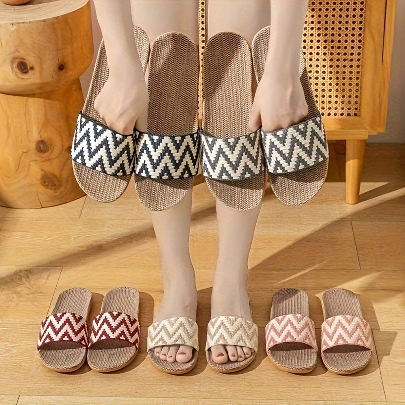 Simple Summer Slippers, Casual Open Toe Slip On Shoes, Comfortable Indoor Home Slippers