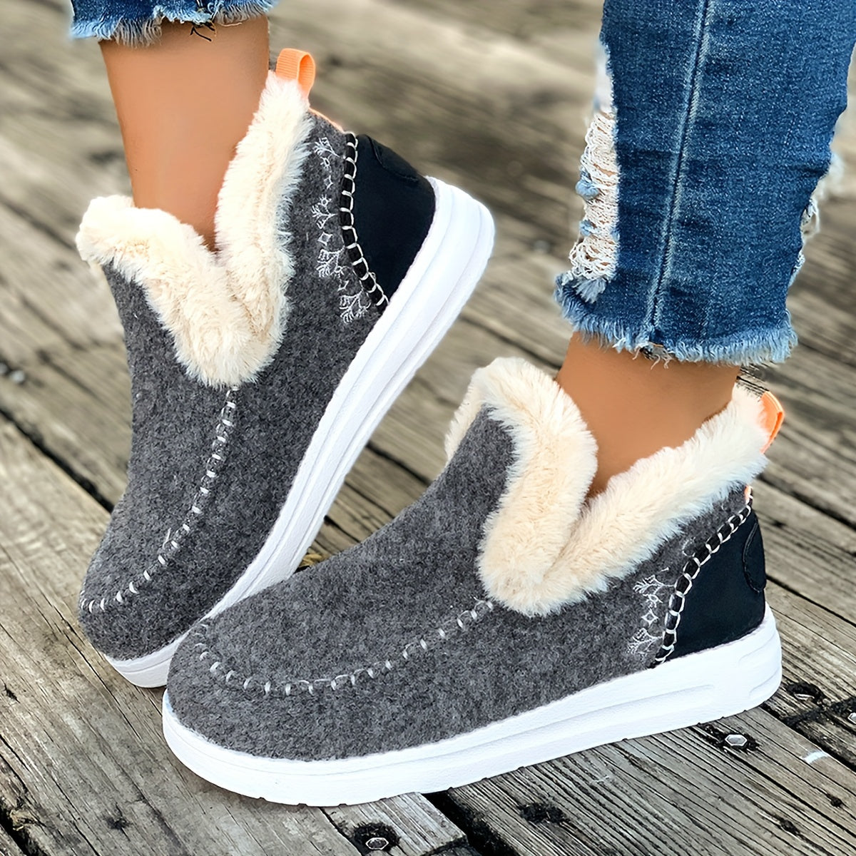 Cozy Women's Winter Snow Boots - Plush Lined, Slip-On Ankle Booties with Thick Sole for Warmth and Comfort