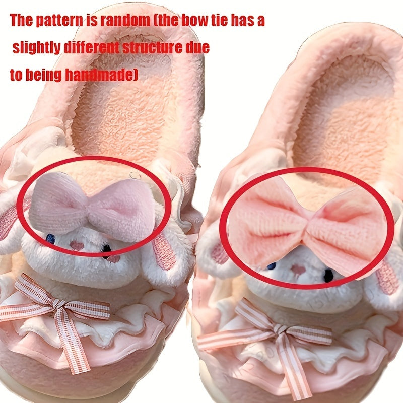 Winter Women's Indoor Slippers with Bowknot in Unfixed Shape