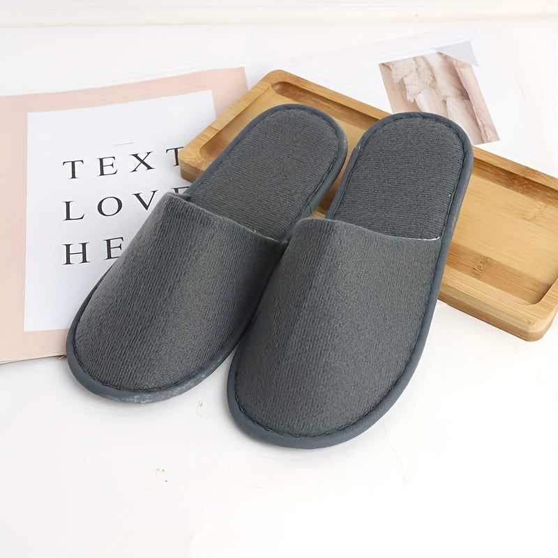 Chic Women's Disposable Slippers - Cozy Fleece Lined, Non-Washable, Solid Color with EVA Sole for Home & Travel
