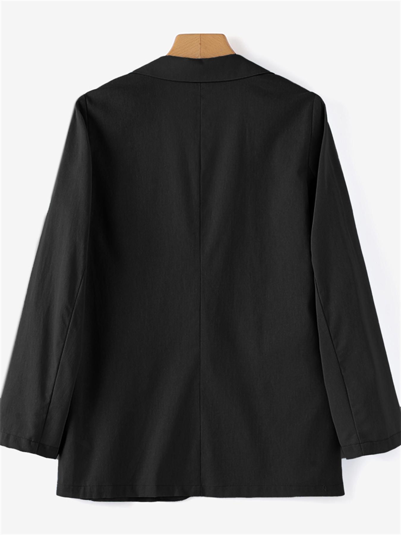 Women's Lightweight Casual Blazer - Single-Breasted Lapel Collar Long Sleeve Coat, Loose H-Silhouette, Solid Color, Machine Washable for Spring\u002FFall Commuting & Casual Attire, Subtle Texture Pattern