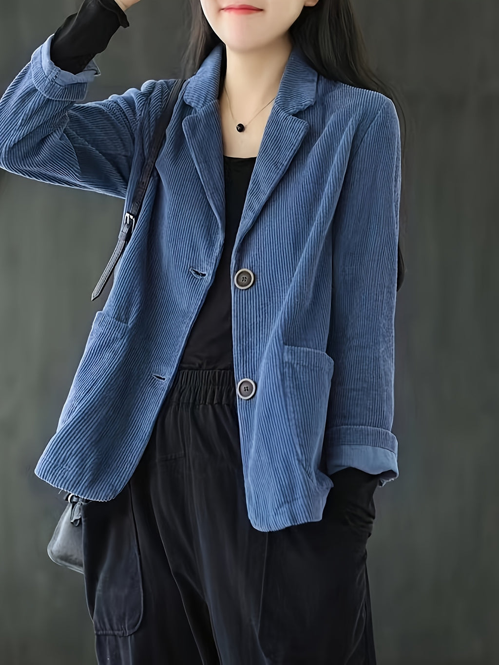 Women'S Casual Blazer, Polyester 100% Solid Color, Long Sleeve, Single Breasted, Knit Fabric, Loose Fit, Spring\u002FFall Season, Regular Length - Fashionable & Versatile