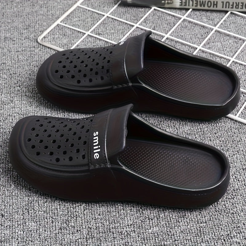 Baotou Slippers Women's Black Flat Bottom EVA Anti-slip Outdoor Wear Summer Half Slippers Hole Beach Shoes Thick Bottom Breathable Versatile