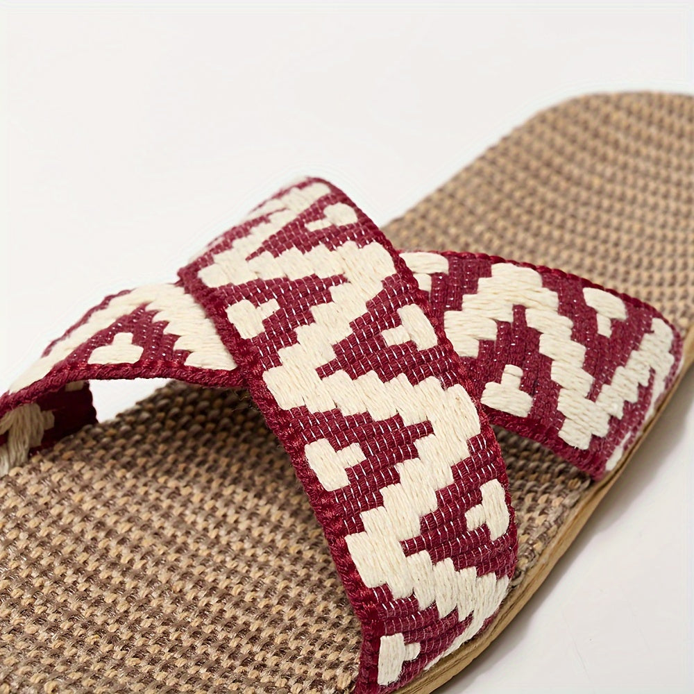 Simple Open Toe Slides, Casual Slip On Summer Flat Shoes, Comfortable Indoor Home Slides