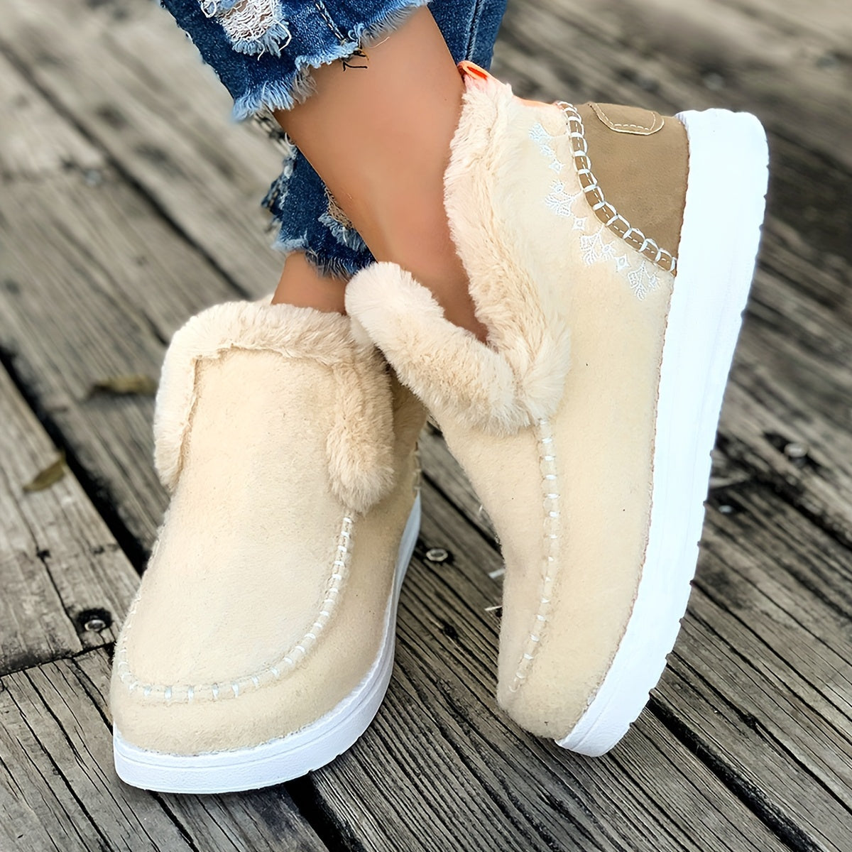 Cozy Women's Winter Snow Boots - Plush Lined, Slip-On Ankle Booties with Thick Sole for Warmth and Comfort