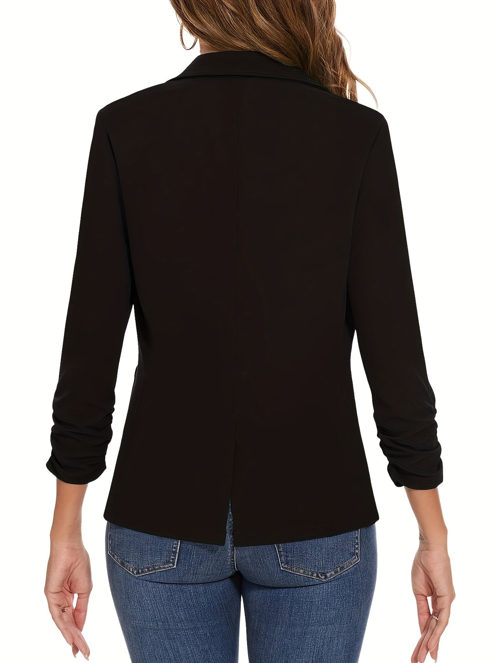 Solid Button Front Blazer, Casual Lapel Neck Blazer For Office & Work, Women's Clothing