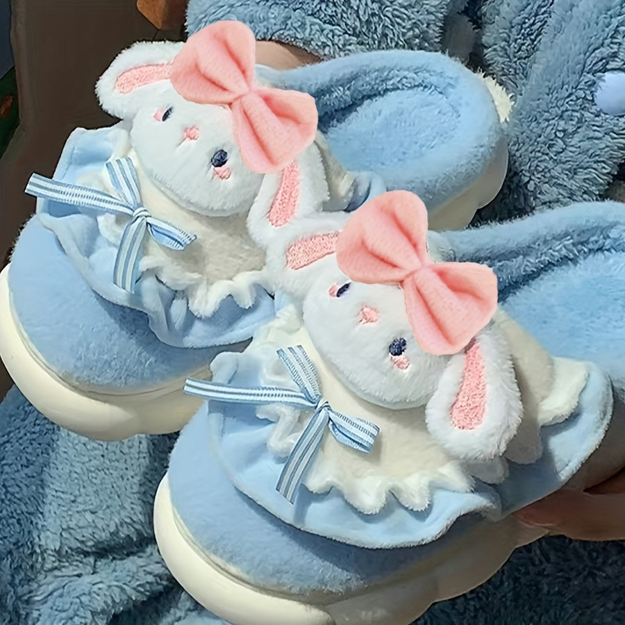 Winter Women's Indoor Slippers with Bowknot in Unfixed Shape