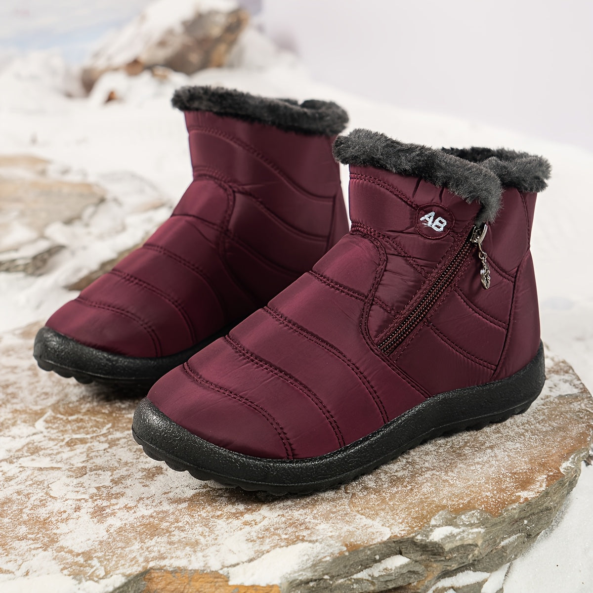 New Winter Warm Women's Snow Boots with Side Zipper