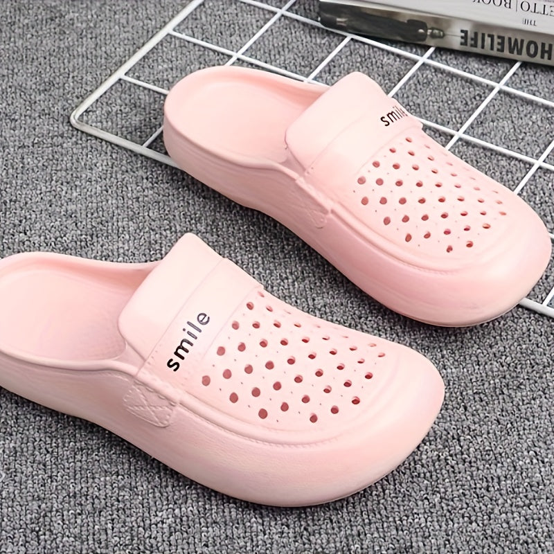 Baotou Slippers Women's Black Flat Bottom EVA Anti-slip Outdoor Wear Summer Half Slippers Hole Beach Shoes Thick Bottom Breathable Versatile