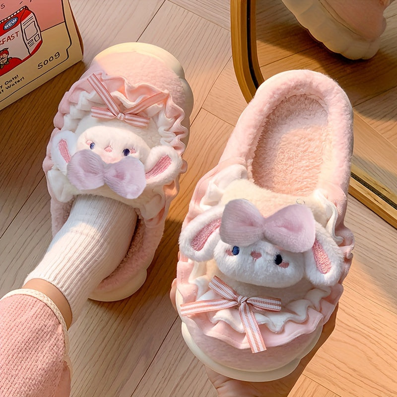 Winter Women's Indoor Slippers with Bowknot in Unfixed Shape