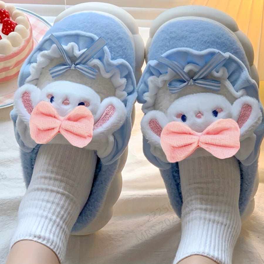 Winter Women's Indoor Slippers with Bowknot in Unfixed Shape