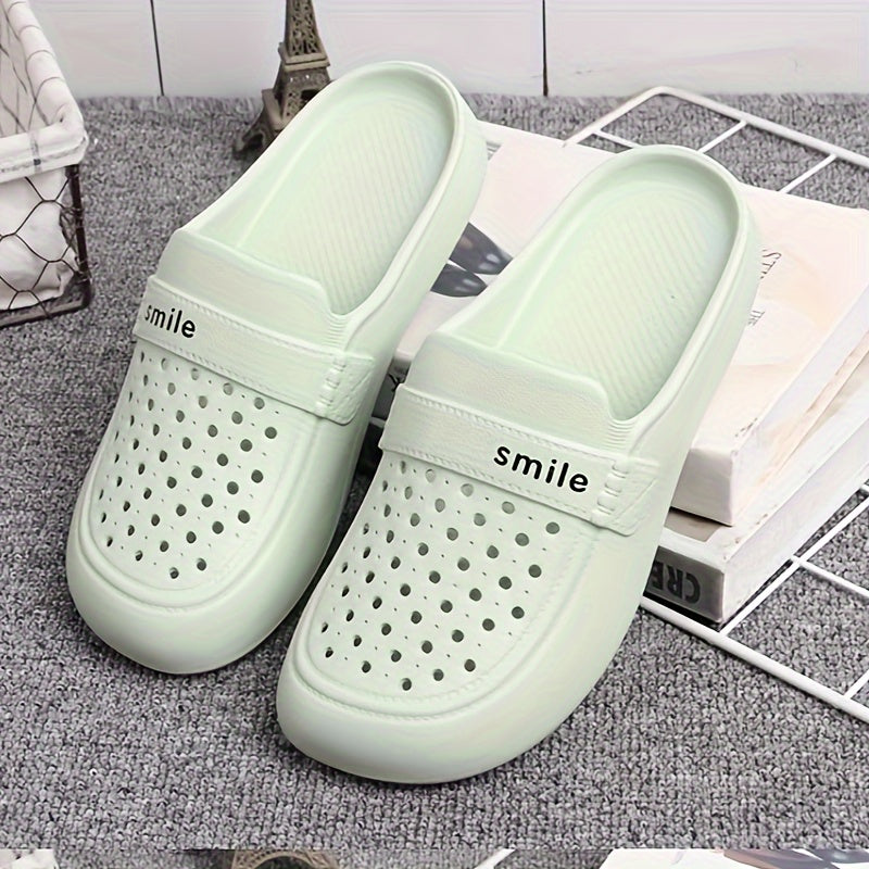 Baotou Slippers Women's Black Flat Bottom EVA Anti-slip Outdoor Wear Summer Half Slippers Hole Beach Shoes Thick Bottom Breathable Versatile