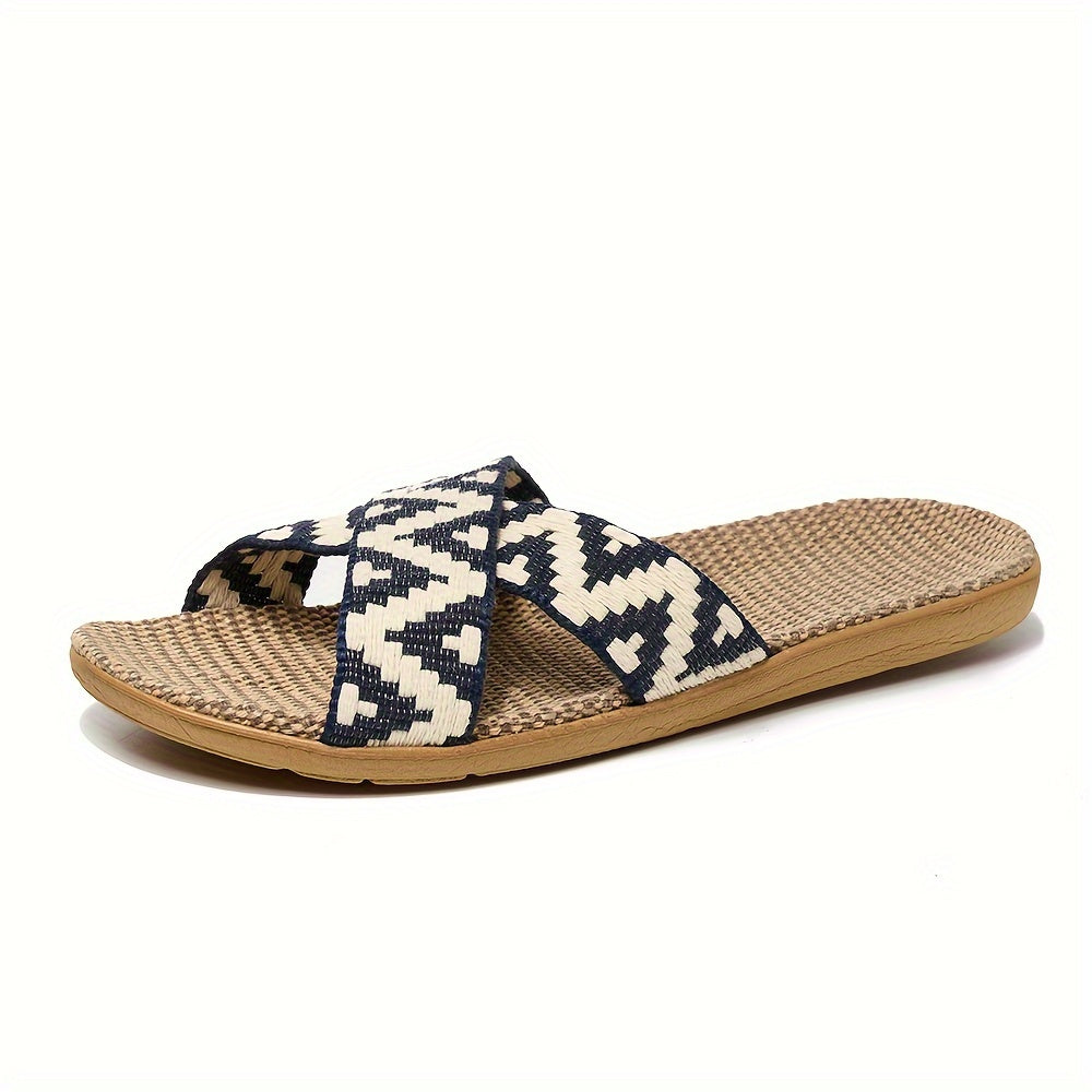 Simple Open Toe Slides, Casual Slip On Summer Flat Shoes, Comfortable Indoor Home Slides