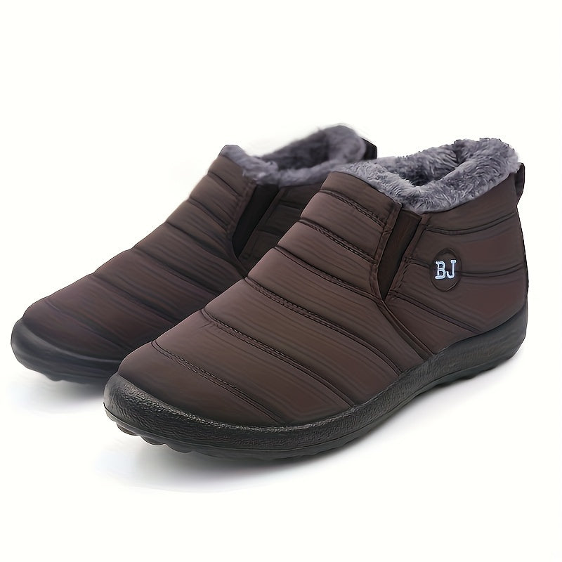 Women's High Quality Slip-On Snow Boots with Lining - Warm, Cozy Winter Ankle Boots for Outdoor Use, Dark Blue, Red, Brown Options