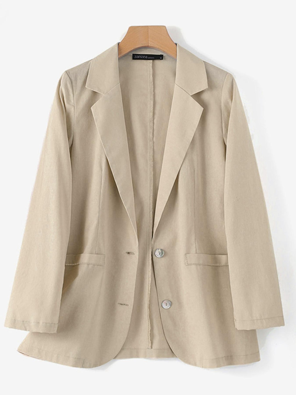 Women's Lightweight Casual Blazer - Single-Breasted Lapel Collar Long Sleeve Coat, Loose H-Silhouette, Solid Color, Machine Washable for Spring\u002FFall Commuting & Casual Attire, Subtle Texture Pattern