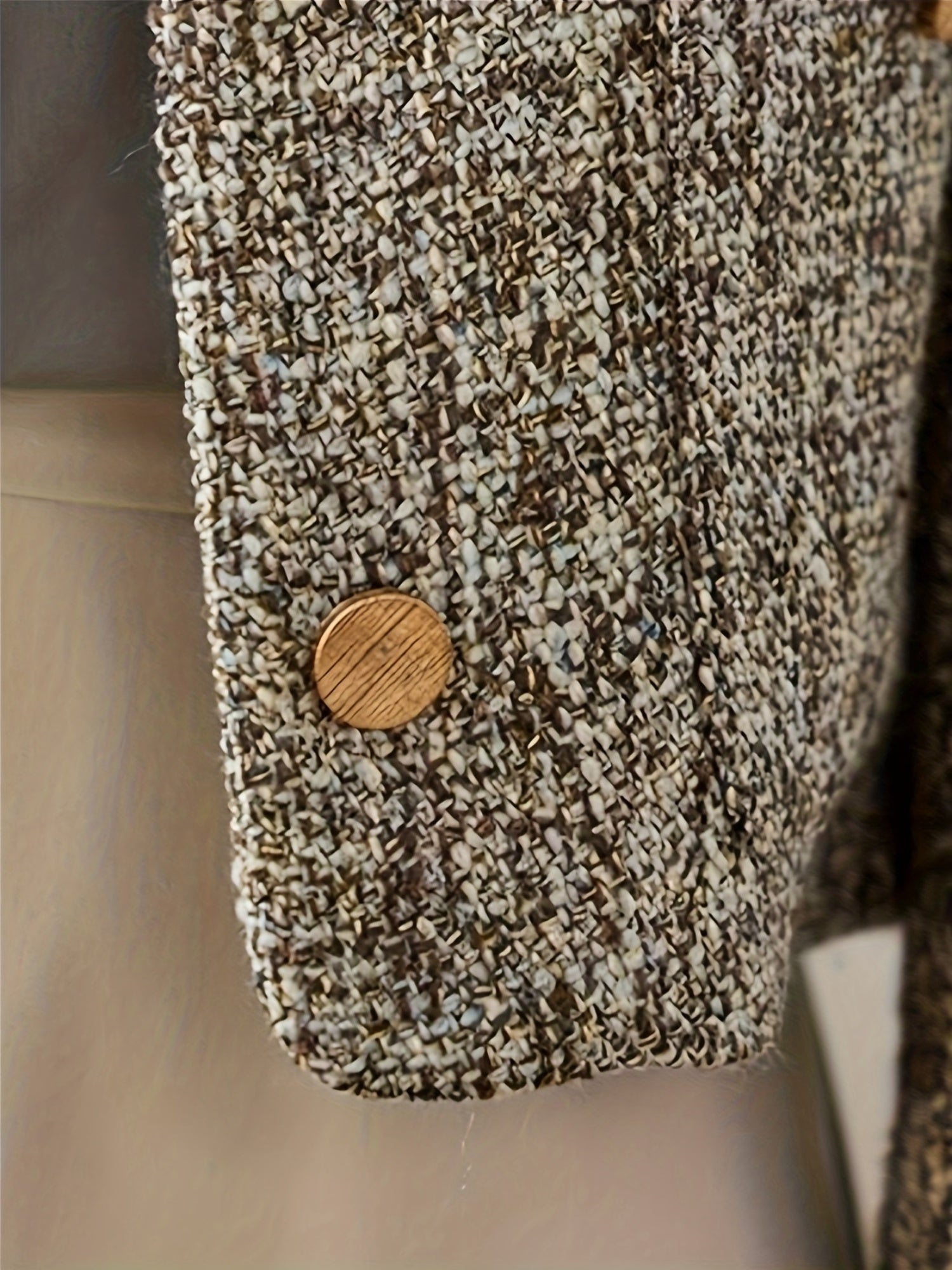 Chic French-Inspired Women'S Blazer - Elegant Long Sleeve, Button-Up Jacket with Golden Buttons, Polyester, Perfect for Spring\u002FFall, Sophisticated Layering Piece|Chic Buttonup Blazer|Polyester Jacket