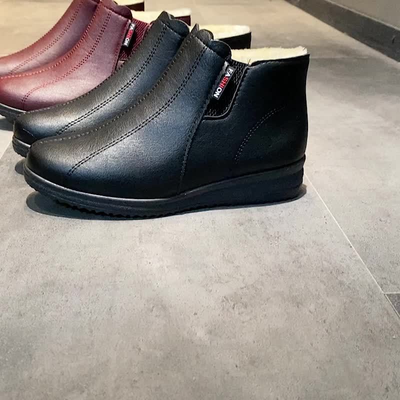 Women'S Plus Size Winter Boots - Black Faux, Warm Lined, Non-Slip Rubber Sole, Flat Heel, Zipper Closure, Comfortable Short Boots for Cold Weather, Winter Footwear|Round Toe Boots|Faux Boots