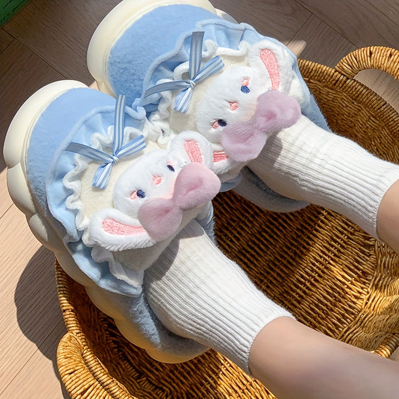 Winter Women's Indoor Slippers with Bowknot in Unfixed Shape