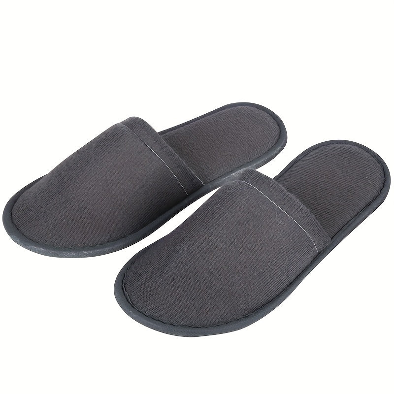 Chic Women's Disposable Slippers - Cozy Fleece Lined, Non-Washable, Solid Color with EVA Sole for Home & Travel