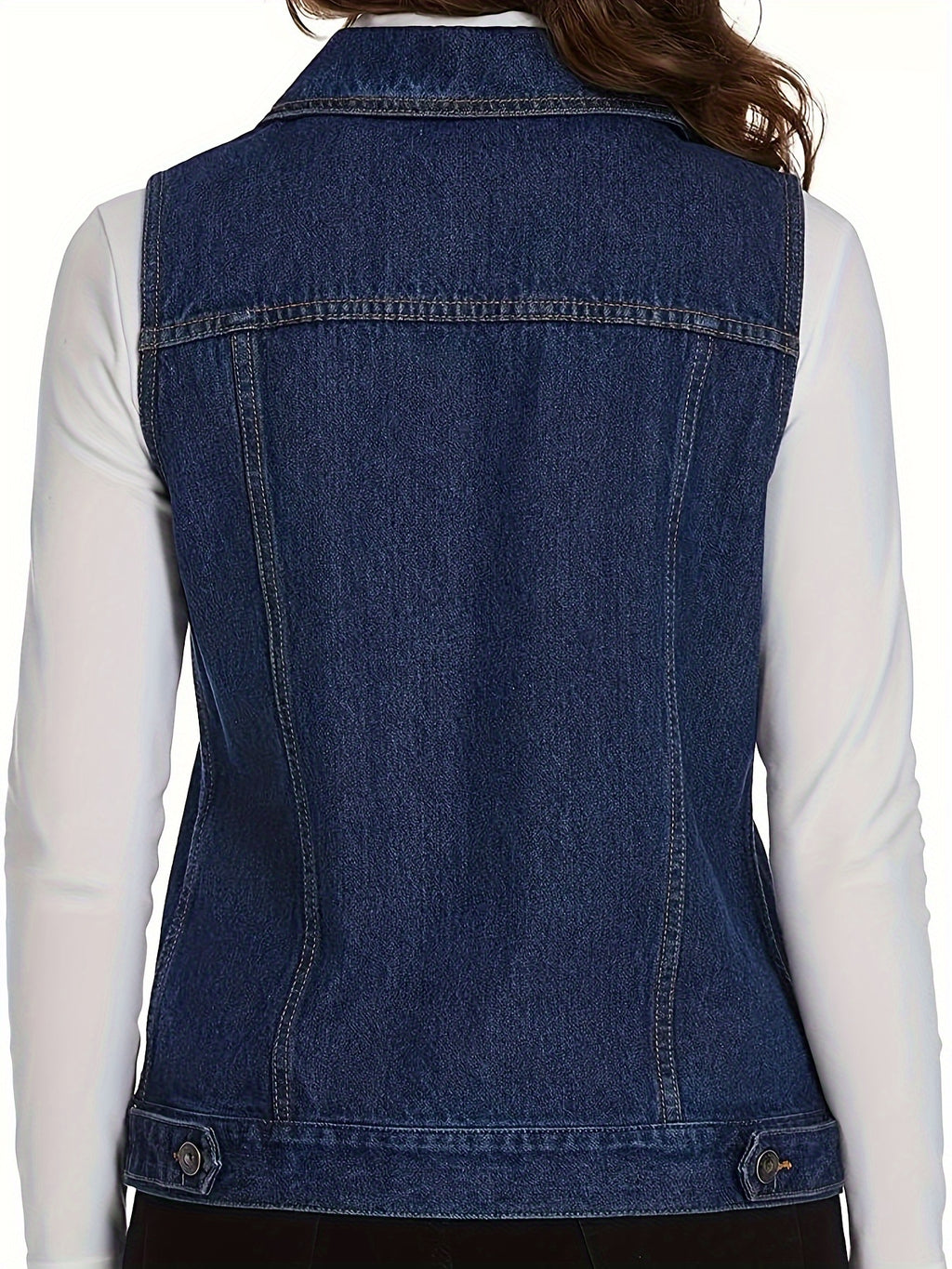 Women's Sleeveless Denim Vest Jacket with Flap Pockets - Casual Light Blue Jean Vest for Spring\u002FFall, Machine Washable, Classic Collar Design