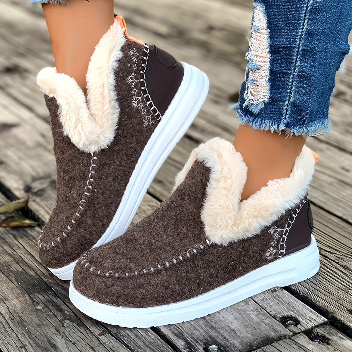 Cozy Women's Winter Snow Boots - Plush Lined, Slip-On Ankle Booties with Thick Sole for Warmth and Comfort