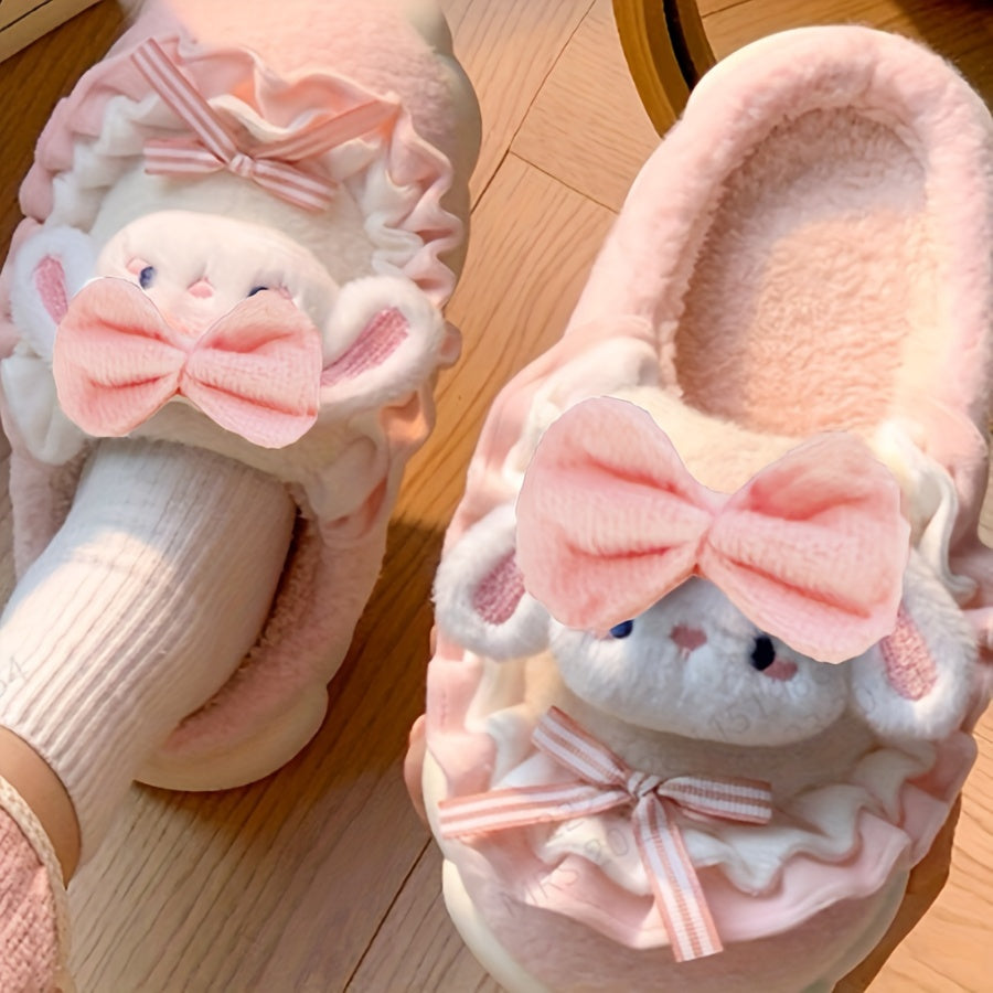 Winter Women's Indoor Slippers with Bowknot in Unfixed Shape