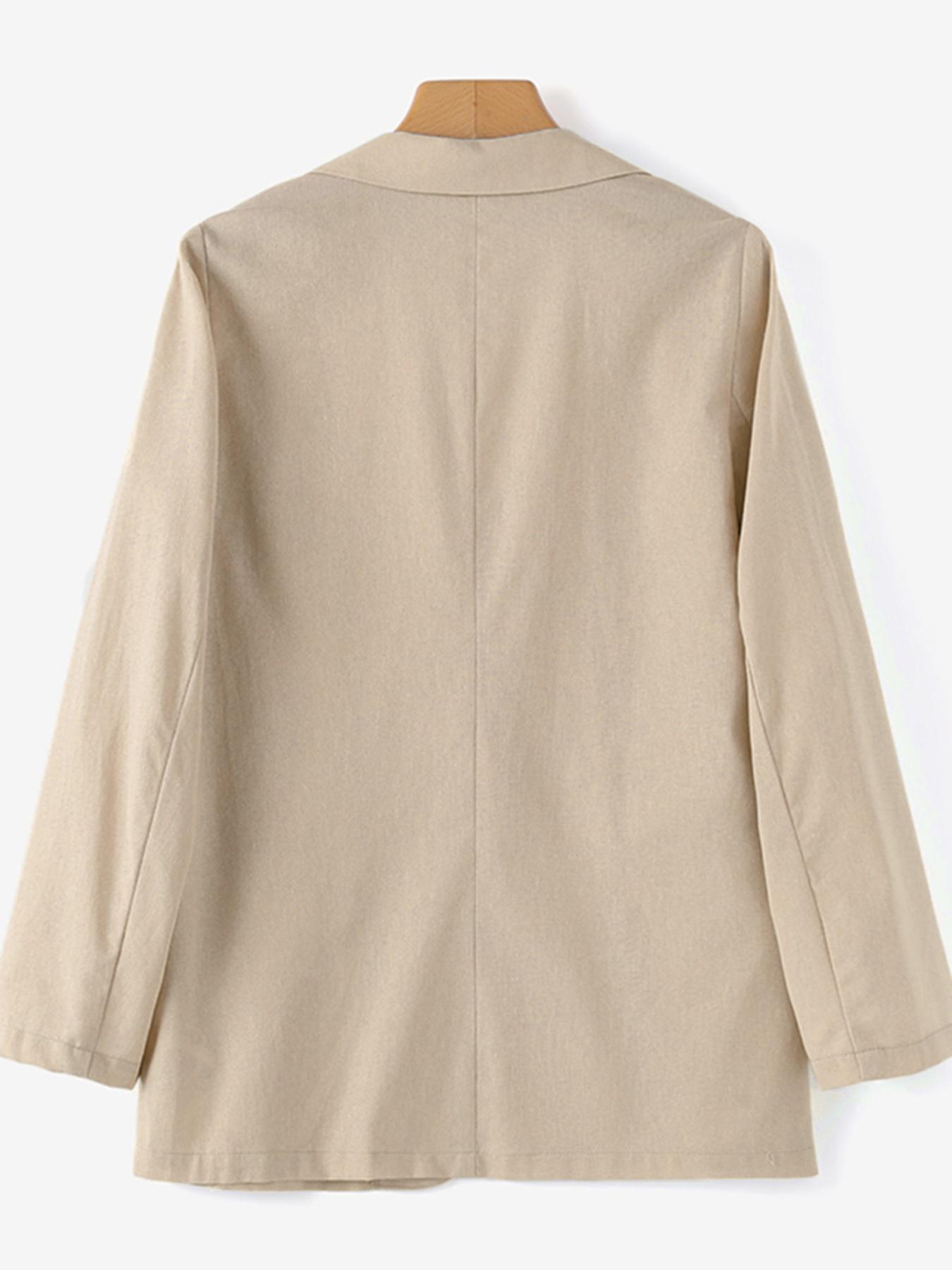 Women's Lightweight Casual Blazer - Single-Breasted Lapel Collar Long Sleeve Coat, Loose H-Silhouette, Solid Color, Machine Washable for Spring\u002FFall Commuting & Casual Attire, Subtle Texture Pattern