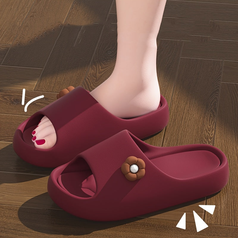 Women's Cute Floral Cartoon Slides - Korean Style EVA Slippers, Comfortable & Washable for Indoor\u002FOutdoor Use, Purple with Flower Design, Indoor Outdoor Slippers | Floral Slide Sandals | Soft Comfortable Slippers, House Slippers