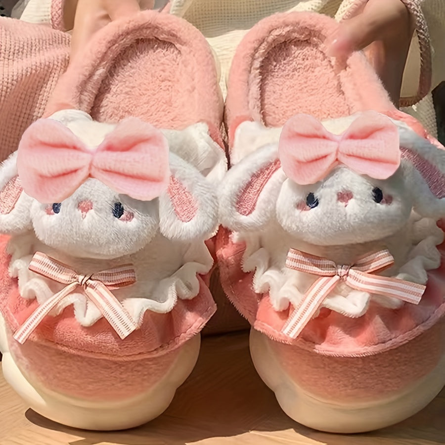 Winter Women's Indoor Slippers with Bowknot in Unfixed Shape