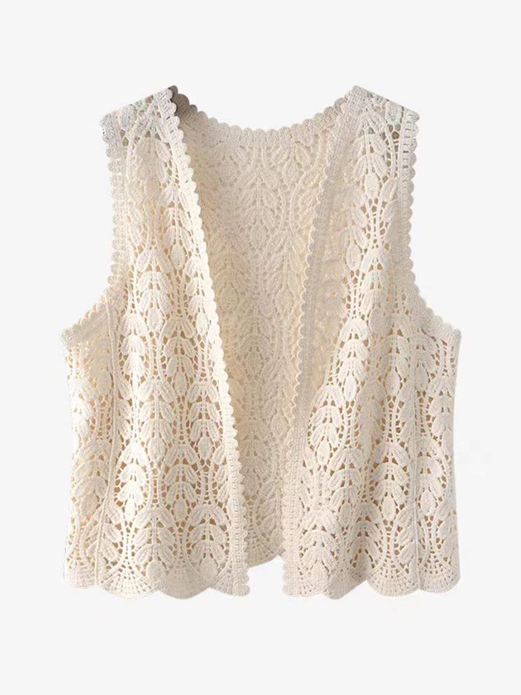 Women'S Polyester Hollow Knit Vest, Sleeveless Collarless, Solid Color, Breathable Mesh Design, for All Seasons