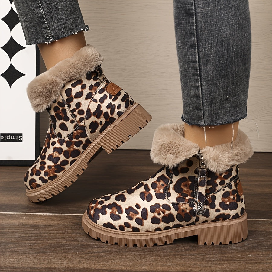 Women'S Stylish Faux Fur Winter Boots - Casual, Warm, and Cozy Snow Boots with Rubber Sole, Zipper Closure, and Faux Fur Lining, Casual Winter Boots | Stylish Winter Boots | Zipper Closure Boots