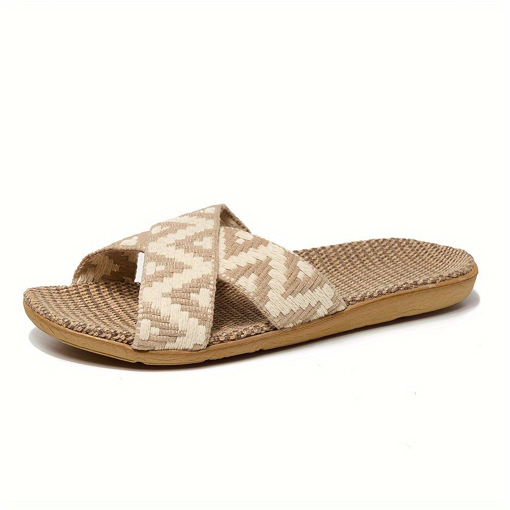 Simple Open Toe Slides, Casual Slip On Summer Flat Shoes, Comfortable Indoor Home Slides