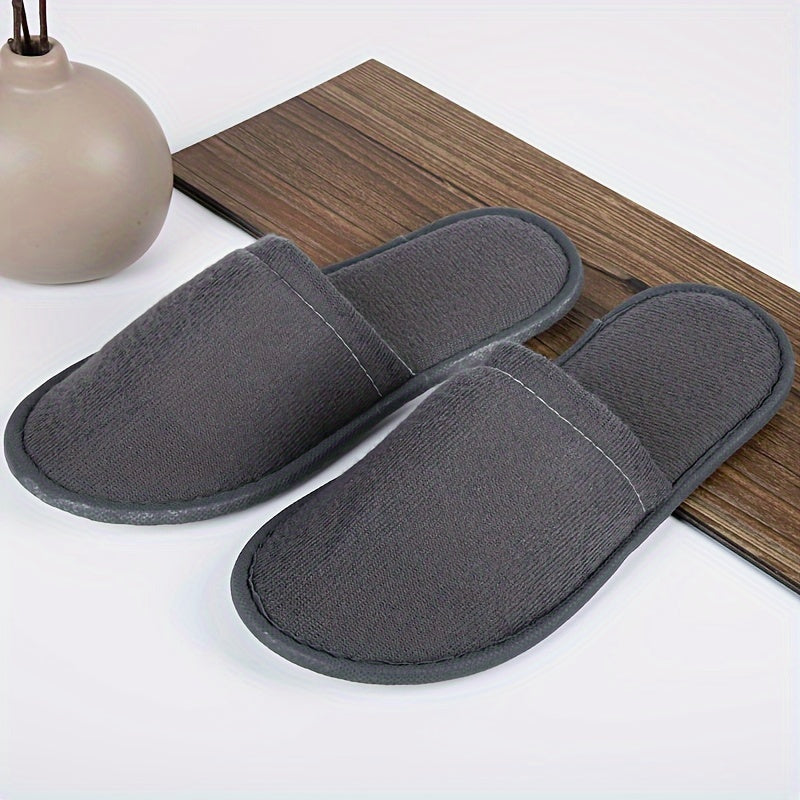 Chic Women's Disposable Slippers - Cozy Fleece Lined, Non-Washable, Solid Color with EVA Sole for Home & Travel