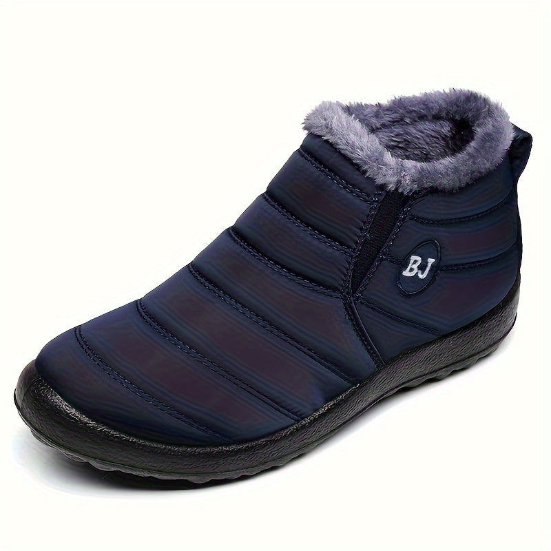 Women's High Quality Snow Boots Slip-On Winter Warm Fleece-Lined with-Trimmed Cuff, PU Sole & Soft Fabric Upper, Navy Blue for Ice & Snow Traction, Cold Weather Gear | Stylish Snow Boots | Footwear, Winter Boots