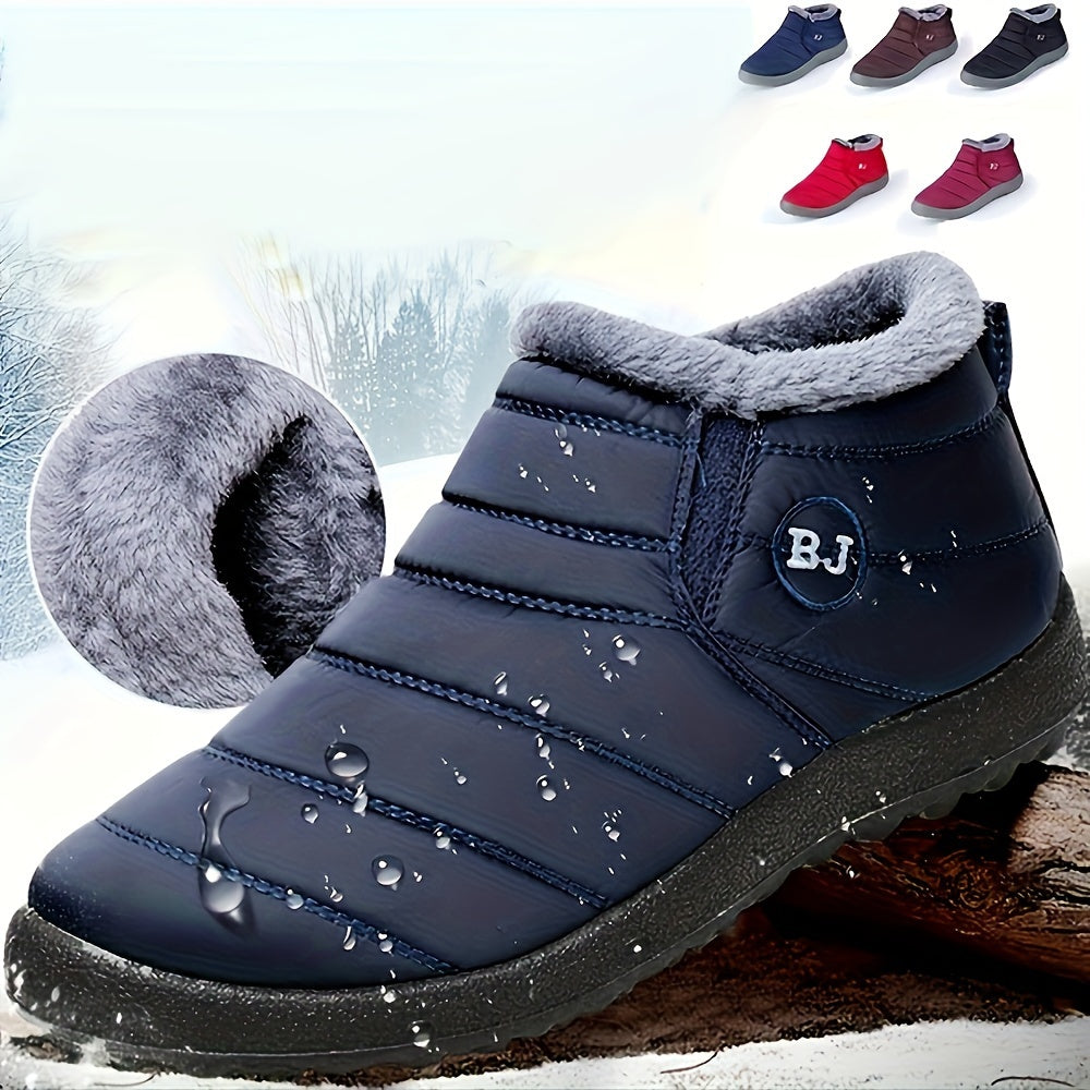Women's High Quality Slip-On Snow Boots with Lining - Warm, Cozy Winter Ankle Boots for Outdoor Use, Dark Blue, Red, Brown Options