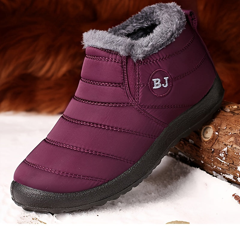Women's High Quality Slip-On Snow Boots with Lining - Warm, Cozy Winter Ankle Boots for Outdoor Use, Dark Blue, Red, Brown Options