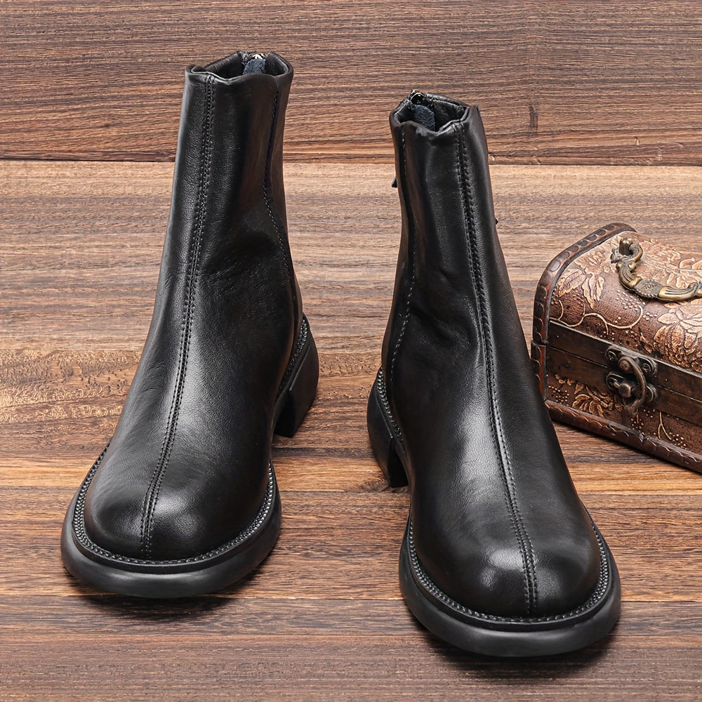 New Autumn and Winter Thin Women's Single Boots Thick Sole Boots Straight Cylindrical Boots 3429