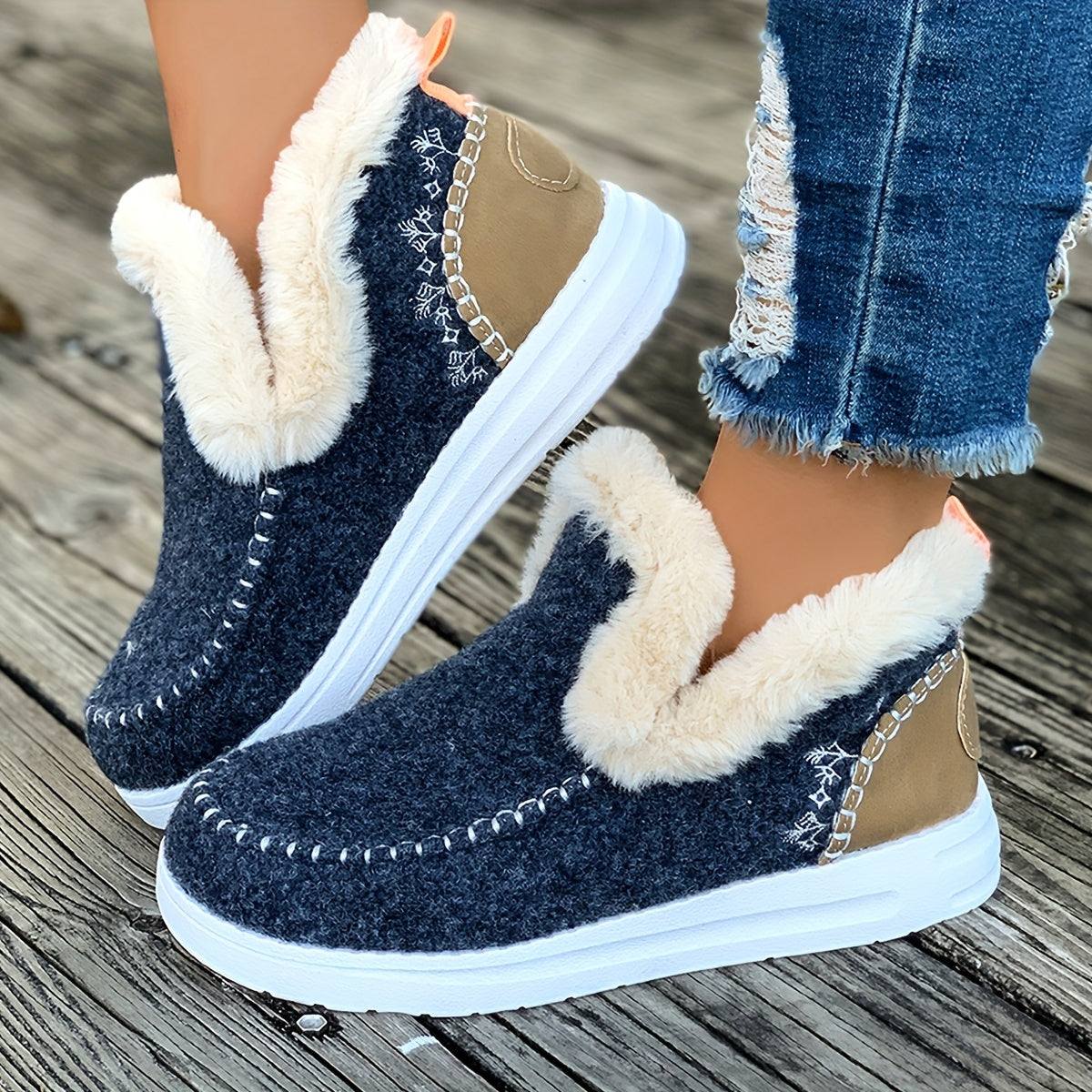 Cozy Women's Winter Snow Boots - Plush Lined, Slip-On Ankle Booties with Thick Sole for Warmth and Comfort