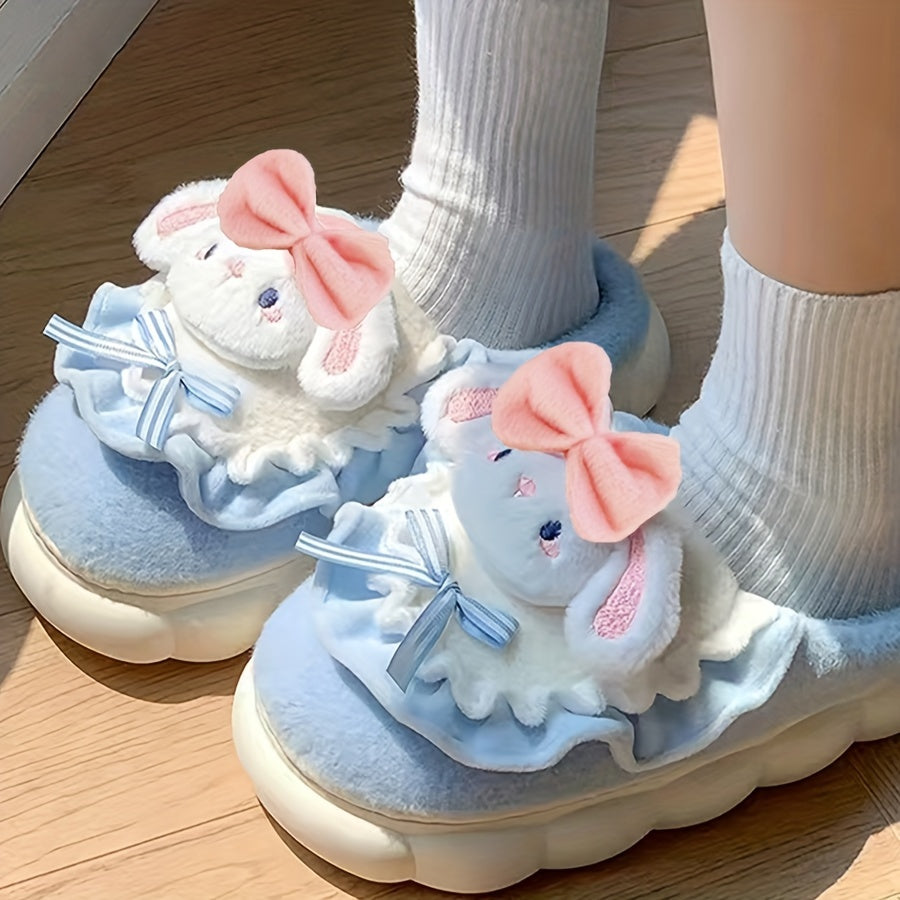 Winter Women's Indoor Slippers with Bowknot in Unfixed Shape