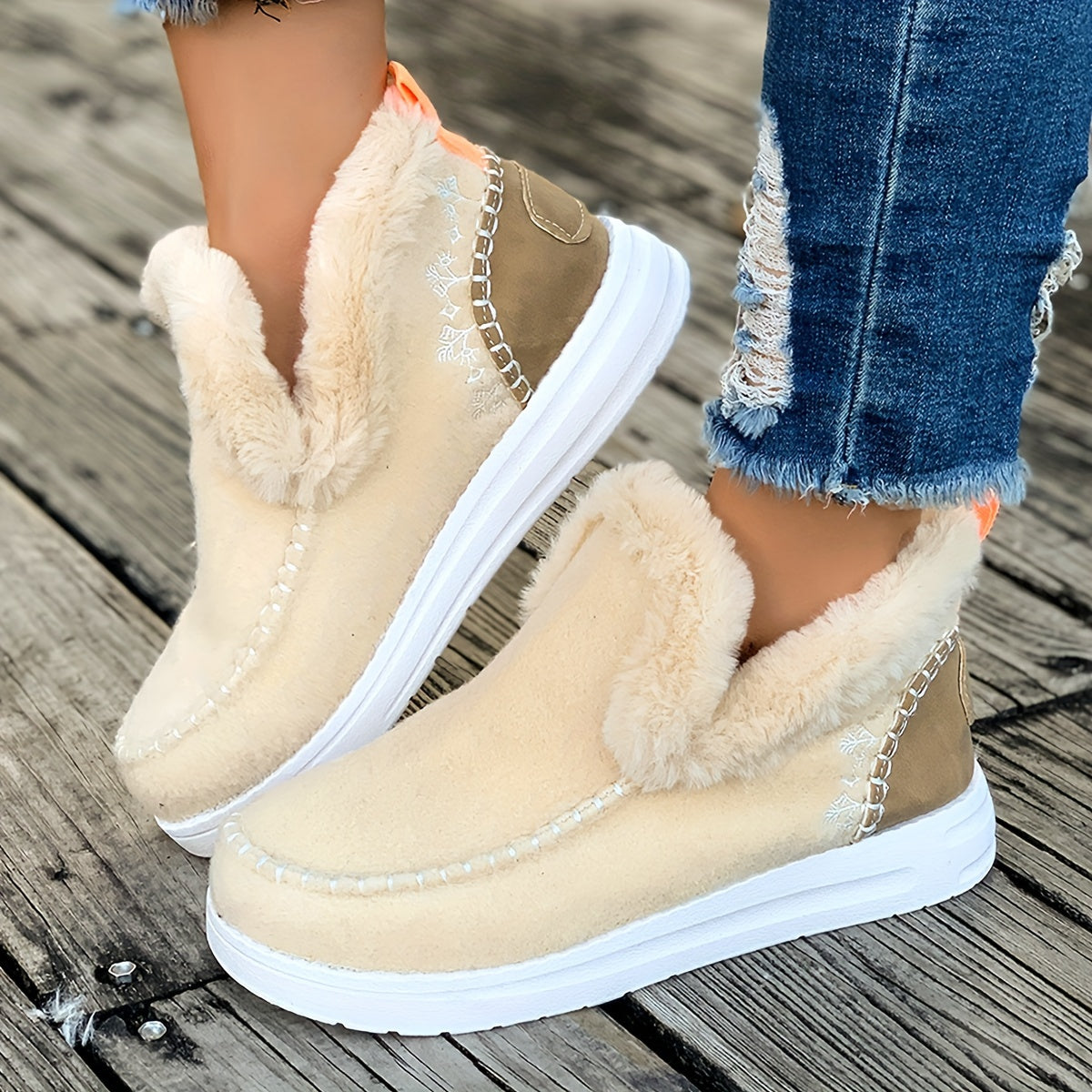 Cozy Women's Winter Snow Boots - Plush Lined, Slip-On Ankle Booties with Thick Sole for Warmth and Comfort